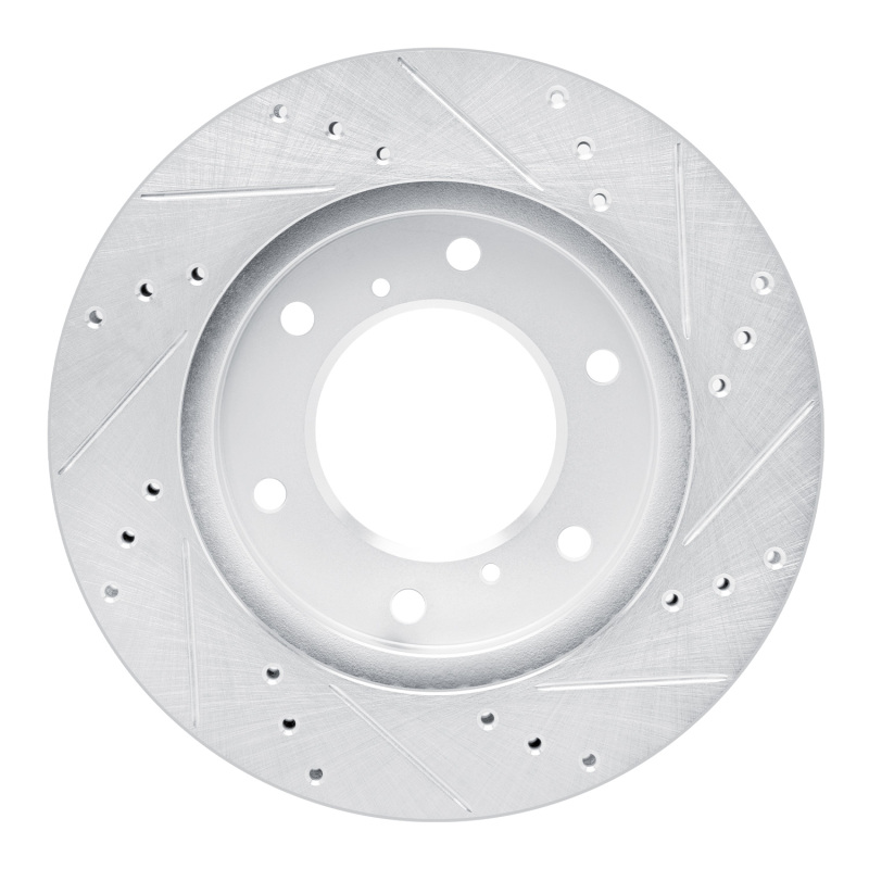 Mitsubishi L200 Brake Rotor (1) - Front Left - R1 Concepts - Drilled & Slotted - Silver - `07-`17